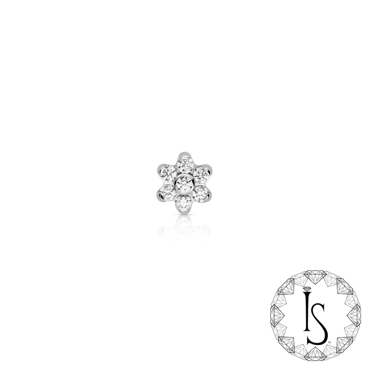 Bijou Industrial Strength piercing fleur cristal Swarovski titane